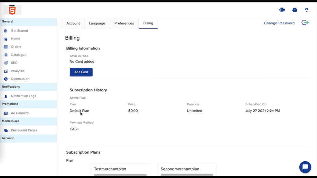 The video showed how default plans work, not how they can be configured. I’m not really sure in case this is possible, so please check the content before uploading. How to set default plan for new subscription In order to manage multiple merchants and multiple subscription plans, the admin might sometimes make an oversight and apply a wrong plan to a merchant. In order to relieve this hassle, we have the default plans. In case a merchant does not opt for any merchant subscription plan they will be assigned to this plan. Learn more on how it works Log in to the Yelo Admin dashboard, where your monthly sales, revenue, and orders can be viewed. On the left side of the platform, Click on the Configure module and choose IUser Settings >> Restaurants. Under this section you can choose to configure your Merchants’ subscription plans. Click on the toggle to enable or Add plans if none exist already. Now in case a merchant does not opt for either plan and chooses to skip. They are automatically assigned the default plan