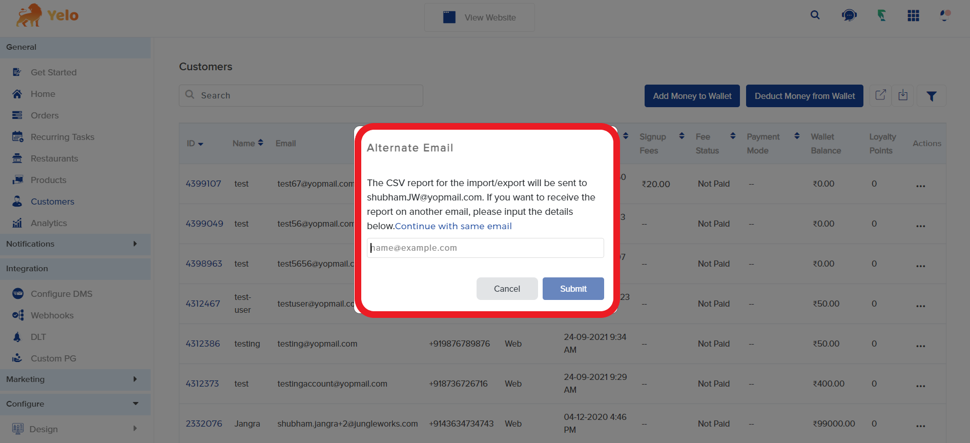 Bulk Export Customer Details
