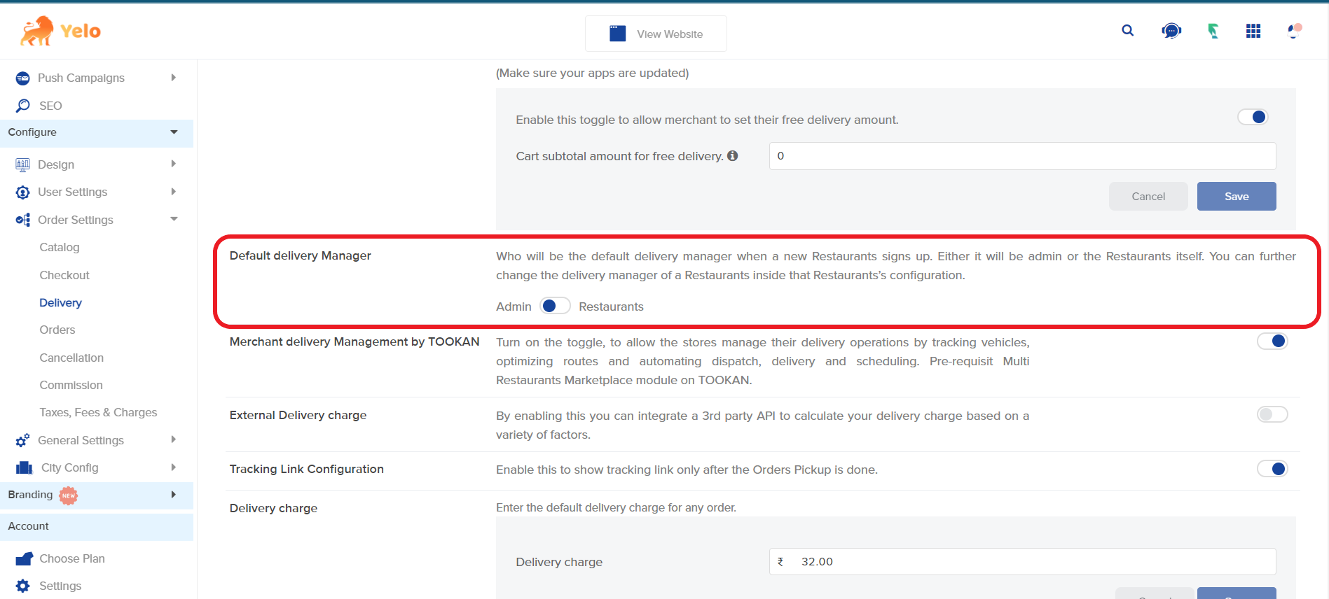 Default delivery Manager