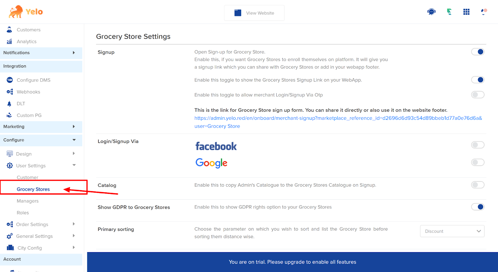 Merchant store settings 