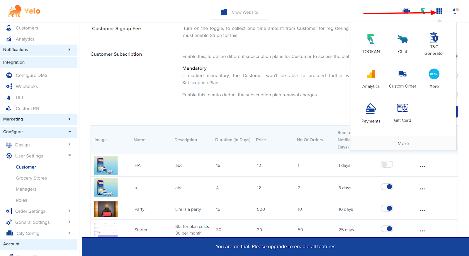 Merchant store subscription