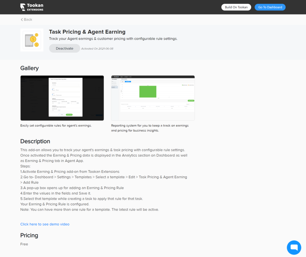 where do earnings appear on tookan