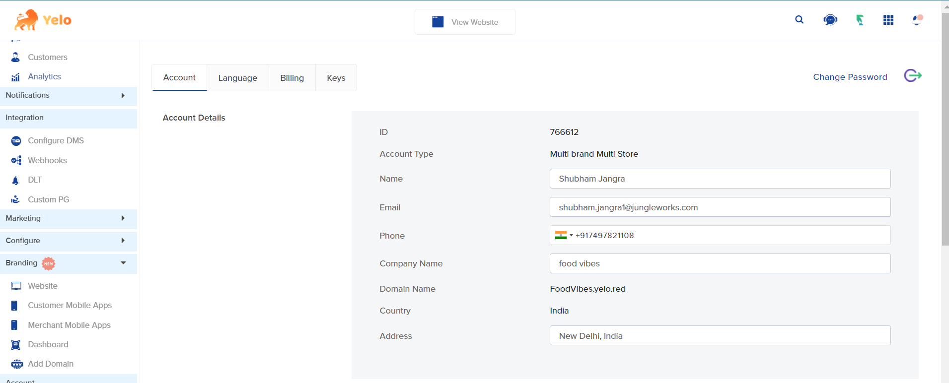account details