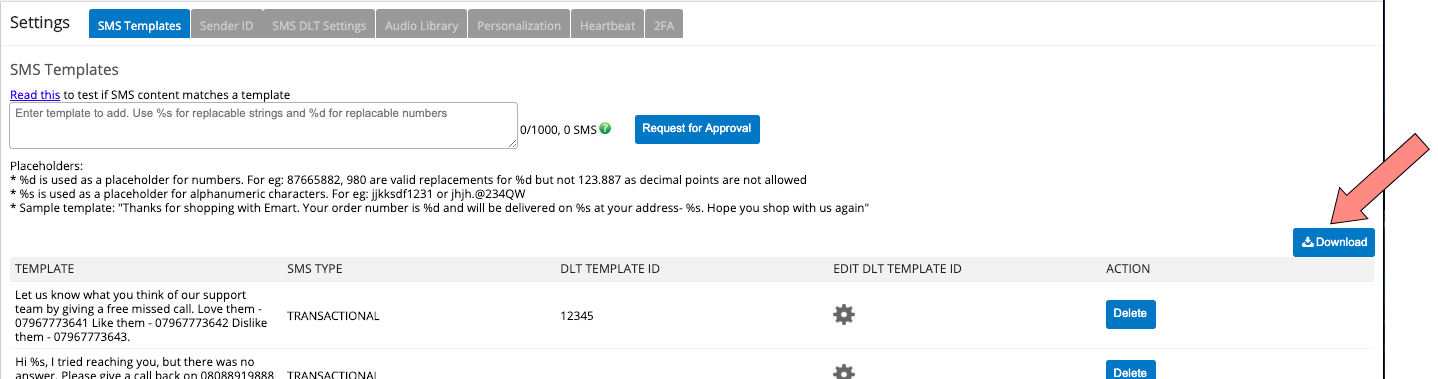 Sending SMS using Exotel with DLT template