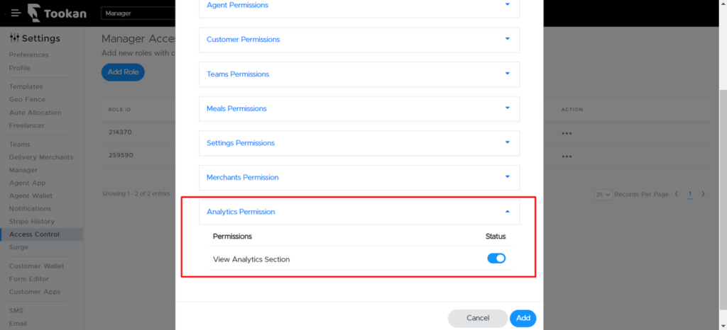 Analytics access to managers in access control