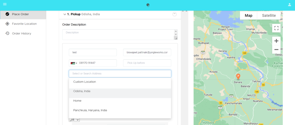 Favorite location on Tookan booking form