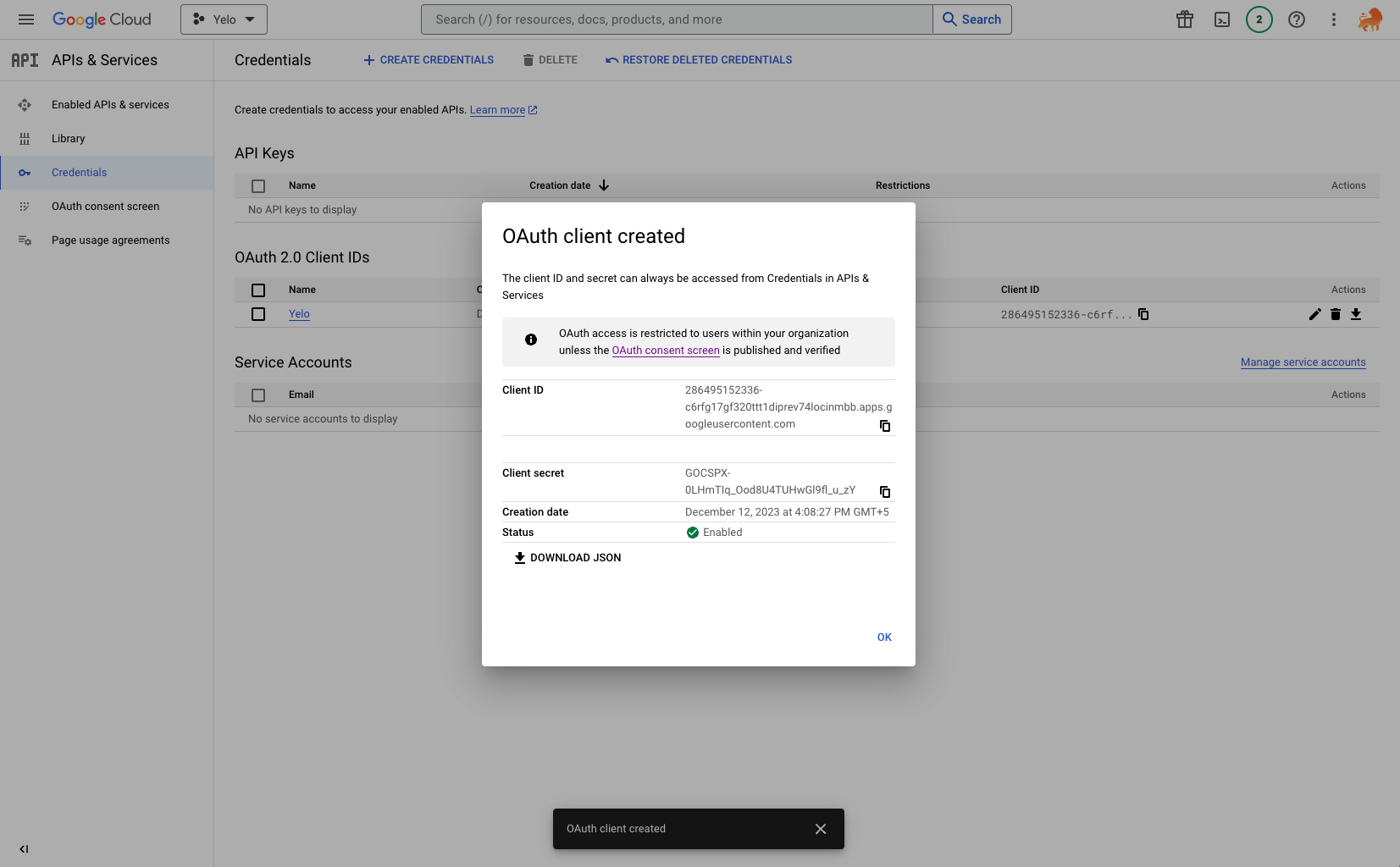 Download Credentials 
