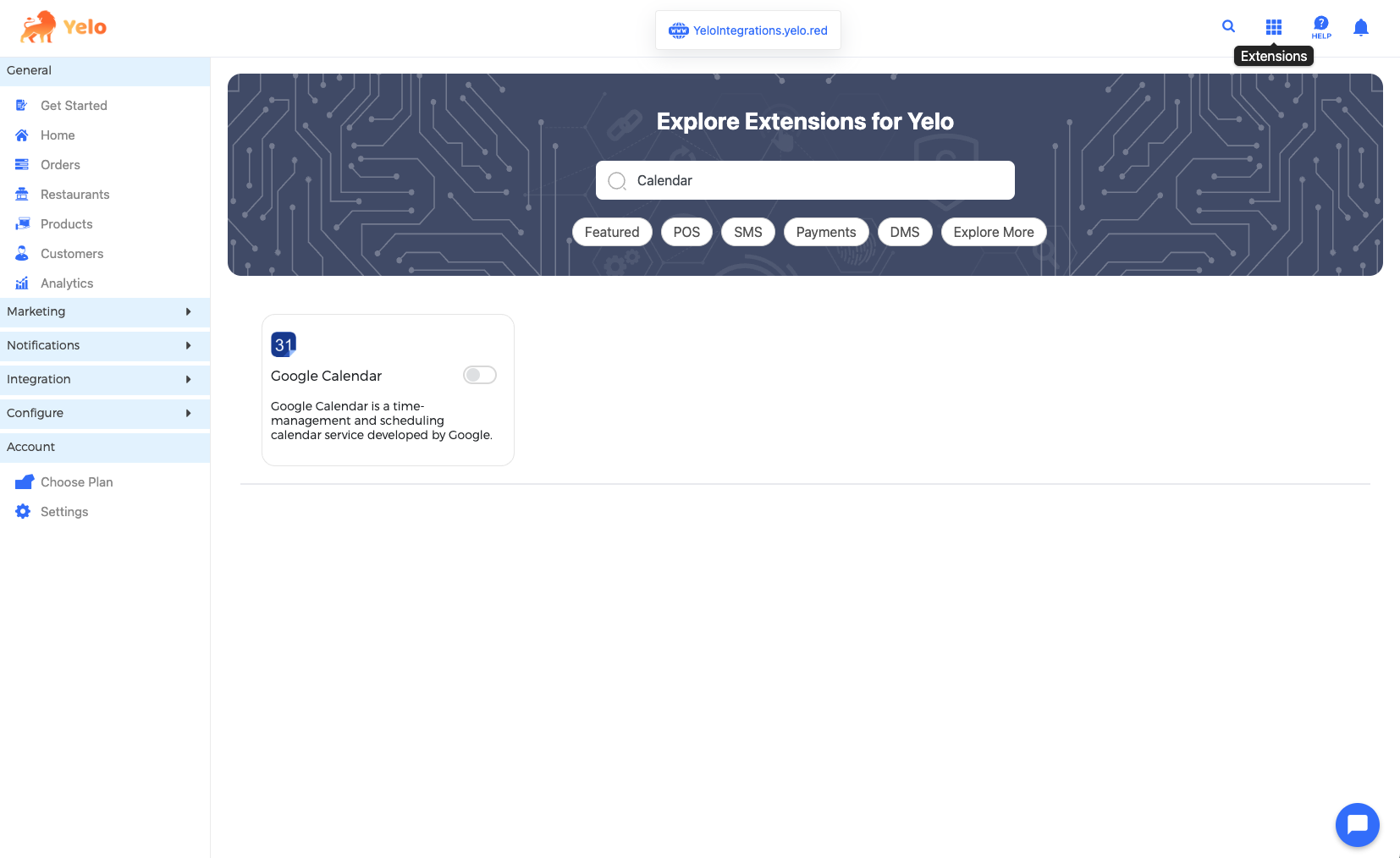 Search and enable Google Calendar Integration