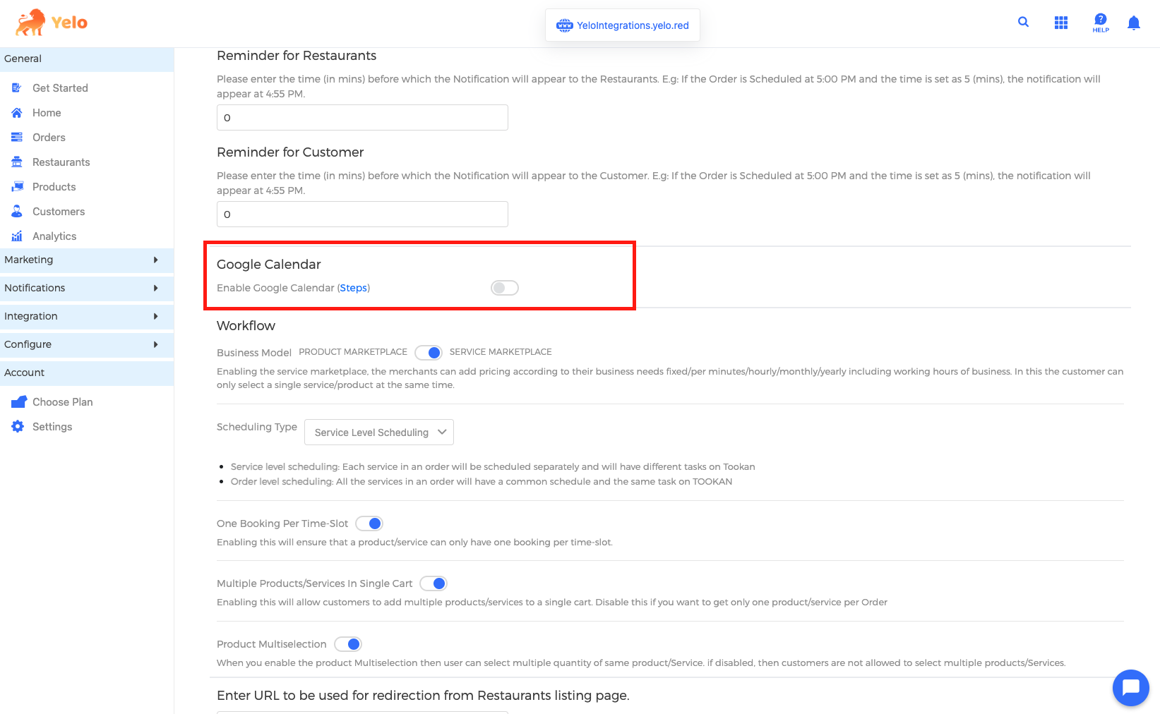 Enable Calendar Toggle 