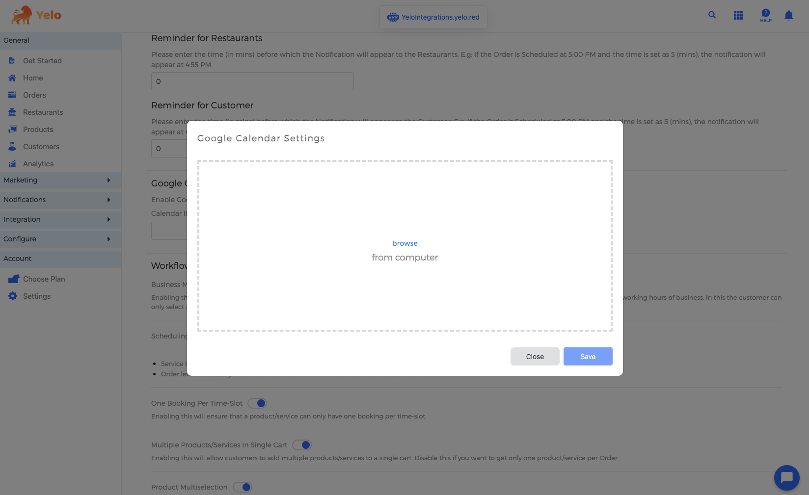 Upload Google Credentials