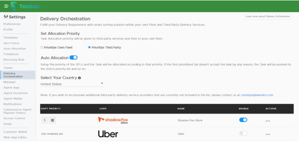 On Delivery Orchestration Page