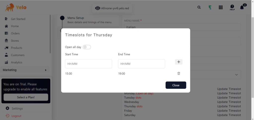 Add Day-wise timeslot